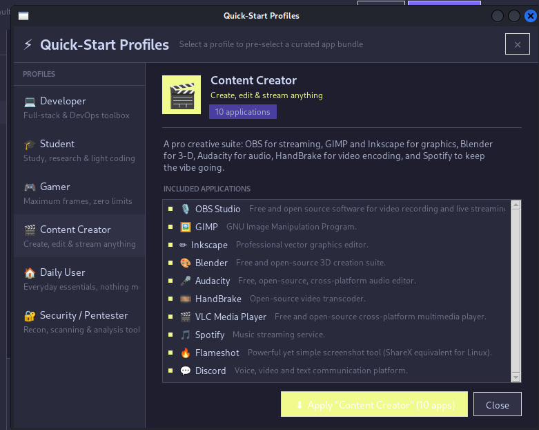 Content Creator profile screenshot
